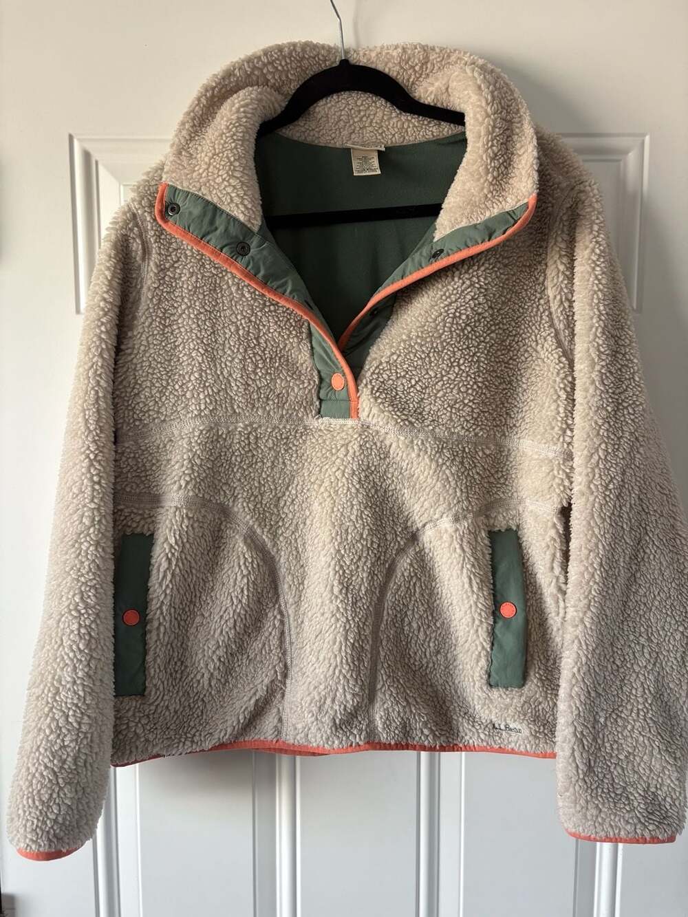 L.L.Bean Sherpa Fleece Snap Pullover Jacket Size Large